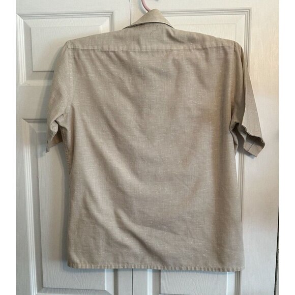 Carl Michaels Tan Short Sleeve Men's 2 Pocket Shirt SZ Large Vintage - Picture 2 of 8